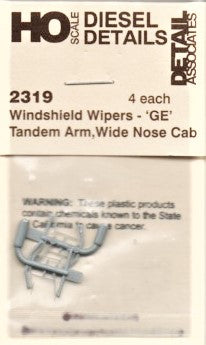 HO Scale Detail Associates 2319 GE Wide Cab Windshield Wipers pkg (4)