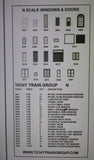 N Scale Tichy Train Group 2522 80-Piece Window & Door Assortment