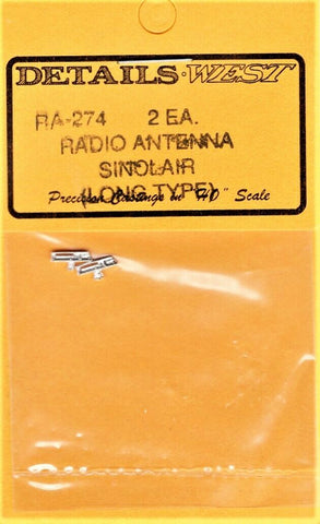HO Scale Details West RA-274 Sinclair Radio Antenna Long Type pkg (2)