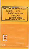 HO Scale Details West RA-275 Sinclair Radio Antenna Short Type pkg (2)