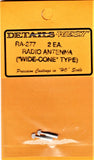 HO Scale Details West RA-277 Radio Antenna "Wide Cone" Type pkg (2)