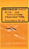 HO Scale Details West RA-279 Radio Antenna "Tear Drop" Type pkg (2)