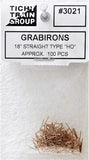 HO Scale Tichy Train Group 3021 Formed Wire Grab Irons 18" Straight Type pkg (100)