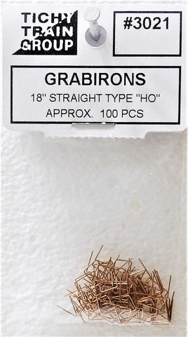 HO Scale Tichy Train Group 3021 Formed Wire Grab Irons 18" Straight Type pkg (100)