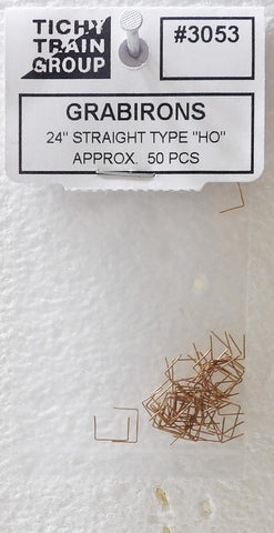 HO Scale Tichy Train Group 3053 Formed Wire Grab Irons 24" Straight Type pkg (50)