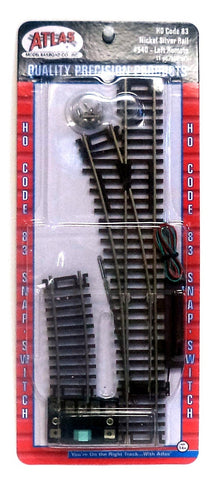 HO Scale Atlas 540 Code 83 Snap-Switch Left-Hand 18" Radius Remote Turnout