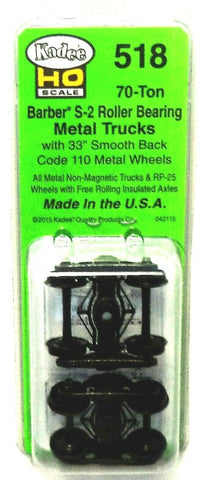 HO Scale Kadee #518 Barber S-2 70-Ton Roller Bearing Trucks