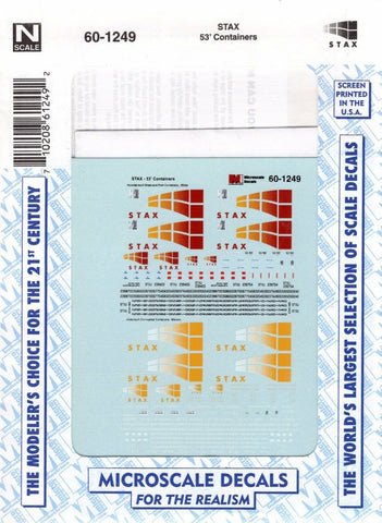 N Scale Microscale 60-1249 STAX 53' Containers Decal Set