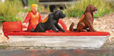HO Scale Busch 7898 Water Rescue Newfoundland Dogs Set w/Boat & Trailer