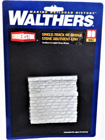 HO Scale Walthers Cornerstone 933-4585 Resin Single-Track Low Stone Bridge Abutment