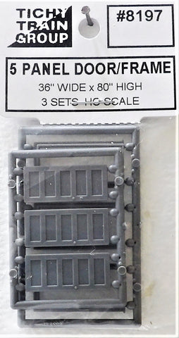 HO Scale Tichy Train Group 8197 5-Panel Door w/Separate Frame pkg( 3)