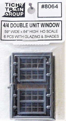HO Scale Tichy Train Group 8064 4/4 Double Hung Windows pkg (6)