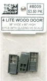 HO Scale Tichy Train Group 8009 Wood Door 4-Lite Top pkg (6)
