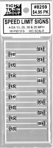HO Scale Tichy Train Group 8259 15, 25, 30 & 40 mph Speed Limit Signs pkg (16)
