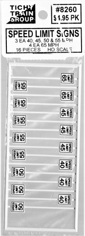 HO Scale Tichy Train Group 8260 40, 45, 50 & 55 mph Speed Limit Signs pkg (16)