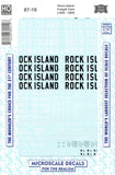 HO Scale Microscale 87-19 Rock Island Freight Cars Block Lettering Decal Set