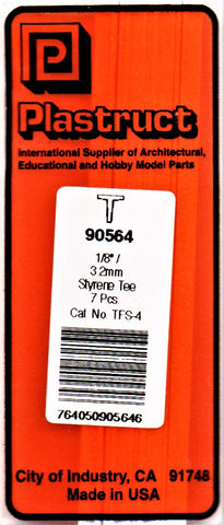 Plastruct PLS 90564 TFS-4 Styrene Tees 1/8 x 15" (7) pcs