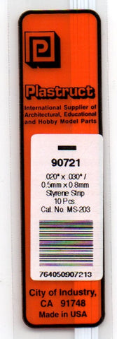 Plastruct PLS 90721 MS-203 Rectanger Strip,.020x.030 (10) pcs