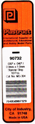 Plastruct PLS 90732 MS-204 Rectanger Strip .020 x .040 x 10" (10) pcs