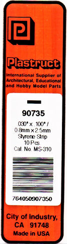 Plastruct PLS 90735 MS-310 Rectanger Strip .030 x .100 x 10" (10) pcs