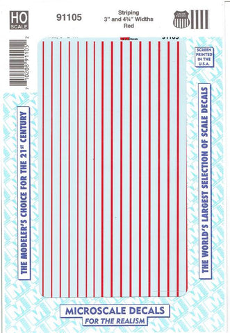 HO Scale Microscale 91105 UP Union Pacific 3" & 4 3/4" Wide Red Stripes Decal