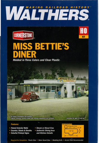 HO Scale Walthers Cornerstone 933-2909 Miss Bettie's Diner Building Kit