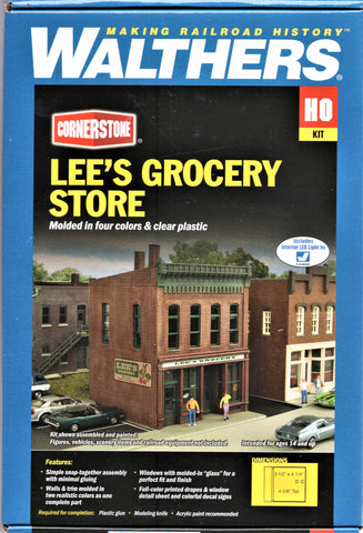 HO Scale Walthers Cornerstone 933-3666 Lee's Grocery Store Building Kit