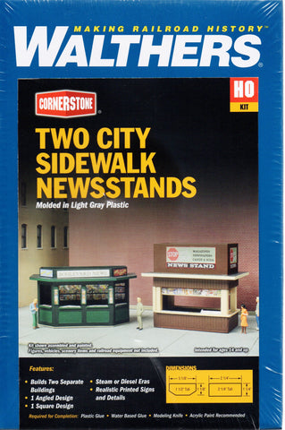 HO Scale Walthers Cornerstone 933-3773 Two City Sidewalk Newsstands Kit