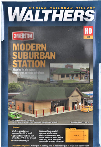 HO Scale Walthers Cornerstone 933-4095 Modern Suburban Passenger Station Kit