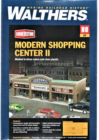HO Scale Walthers Cornerstone 933-4116 Modern Shopping Center II Building Kit