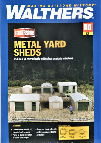 HO Scale Walthers Cornerstone 933-4123 Metal Yard Shed Kit (6) pcs