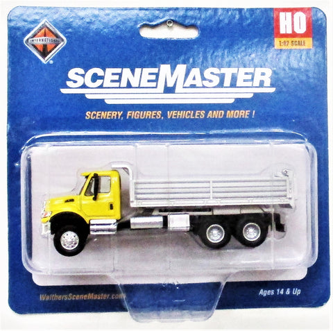 HO Scale Walthers SceneMaster 949-11663 Yellow International 7600 3 Axle Dump Truck