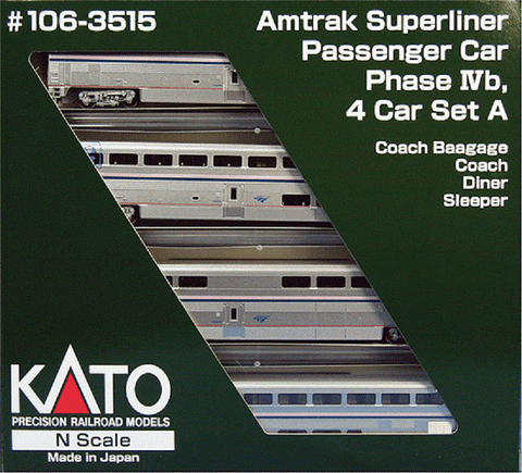 N Scale Kato 106-3515 Amtrak Superliner 4-Car Set Phase IVb Set A