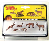 HO Scale Woodland Scenics A1884 White Tail Deer Figures (6) pcs