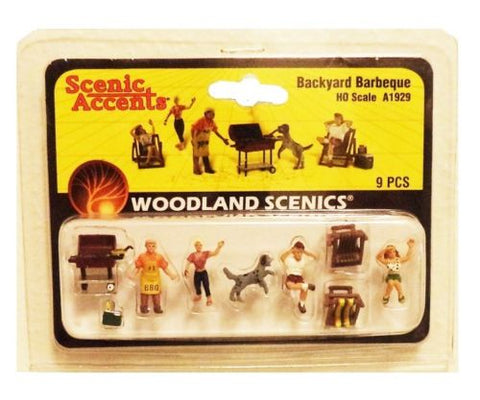 HO Scale Woodland Scenics A1929 Backyard Barbeque Figures (9) pcs