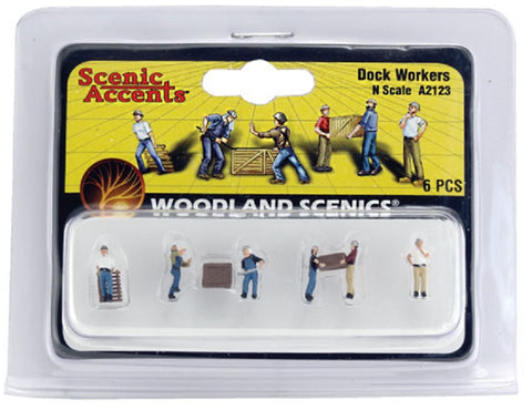 N Scale Woodland Scenics A2123 Dock Workers Figures (6) pcs