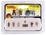 N Scale Woodland Scenics A2134 Bus Stop People Figures (7) pcs