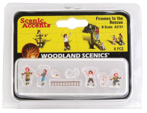 N Scale Woodland Scenics A2151 Firemen to the Rescue Figures (8) pcs