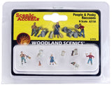 N Scale Woodland Scenics A2158 People & Pesky Raccoons Figures (8) pcs