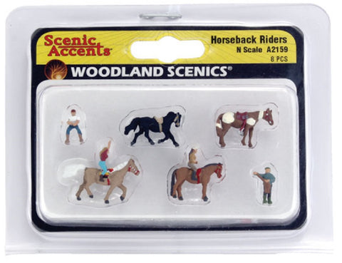 N Scale Woodland Scenics A2159 Horseback Riders Figures (8) pcs
