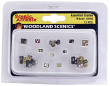 N Scale Woodland Scenics A2162 Assorted Wooden Crates Figures (12) pcs