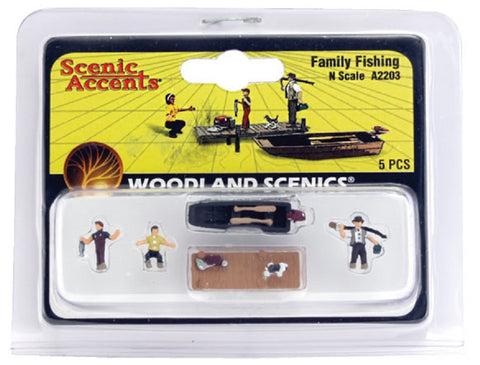 N Scale Woodland Scenics A2203 Boat Dock Family Fishing Figures (5) pcs