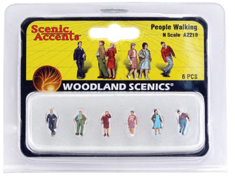 N Scale Woodland Scenics A2210 People Walking Figures (6) pcs