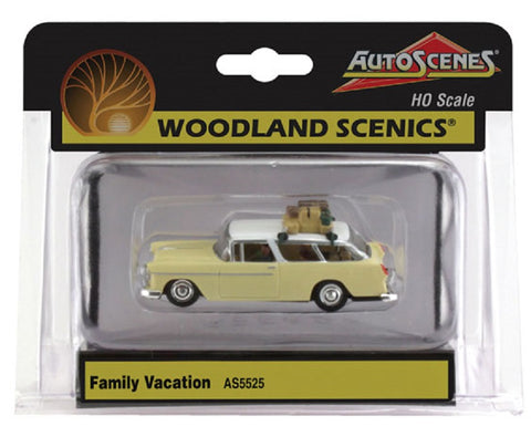HO Scale Woodland Scenics AutoScenes AS5525 Family Vacation Station Wagon