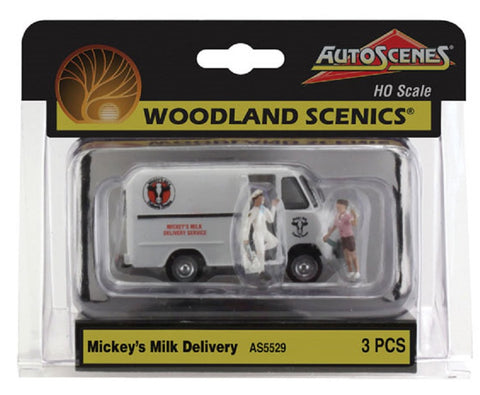 HO Scale Woodland Scenics AutoScenes AS5529 Mickey's Milk Delivery/Truck