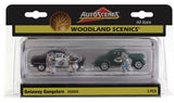 HO Scale Woodland Scenics AutoScenes AS5540 Getaway Gangsters Police Car & Coupe