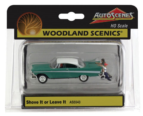 HO Scale Woodland Scenics AutoScenes AS5543 Shove It or Leave It Green Coupe