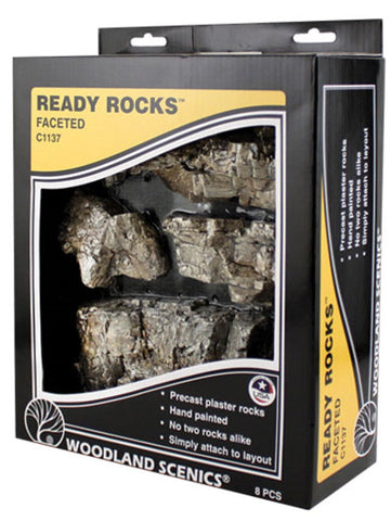 Woodland Scenics C1137 Terrain System Faceted Ready Rocks (8) pcs