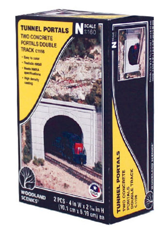 N Scale Woodland Scenics C1156 Concrete Double Track Tunnel Portal (2) pcs