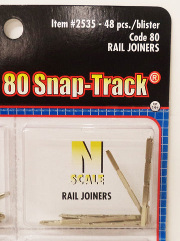 N Scale Atlas 2535 Code 80 Nickel Silver Rail Joiners (24) pcs